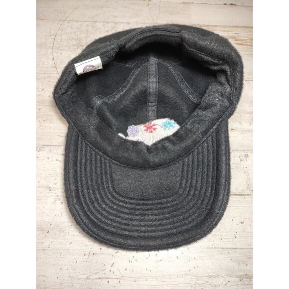 Vintage Yellowstone National Park Snowflake Black Fleece Fahrenheit Hat Cap - Picture 7 of 9